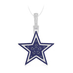 White & Blue Sapphire Round Cut CZ Stone Unique Star Classic Pendant For Unisex