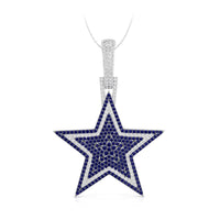 White & Blue Sapphire Round Cut CZ Stone Unique Star Classic Pendant For Unisex (8 3/5 TCW)