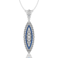 Round & Baguette CZ Stone Art Deco Filigree Edwardian Pendant