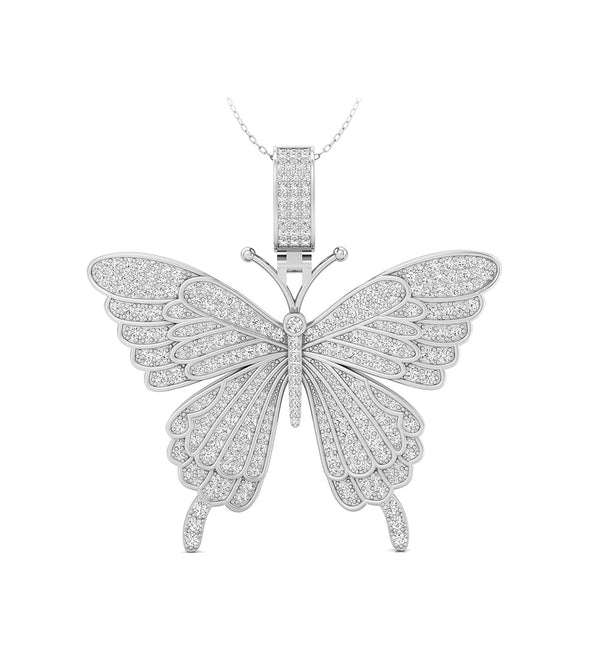 Round Cut Moissanite Butterfly Insect Without Chain Pendant For Party Wear (3 1/2 TCW)