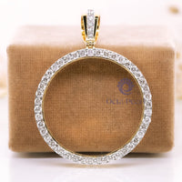 Round Cut Moissanite Gold Coin Frame 1oz Troy Pendant For Unisex