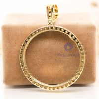 Round Cut Moissanite Gold Coin Frame 1oz Troy Pendant For Unisex