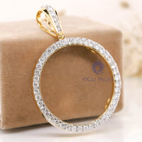 Round Cut Moissanite Gold Coin Frame 1oz Troy Pendant For Unisex