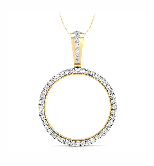 Round Cut Moissanite Gold Coin Frame 1oz Troy Pendant For Unisex