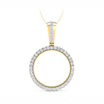 Men Or Women's Round Cut Moissanite Circle Coin Frame Pendant ( 1/2oz Troy Coin Holder) 2 1/2 TCW