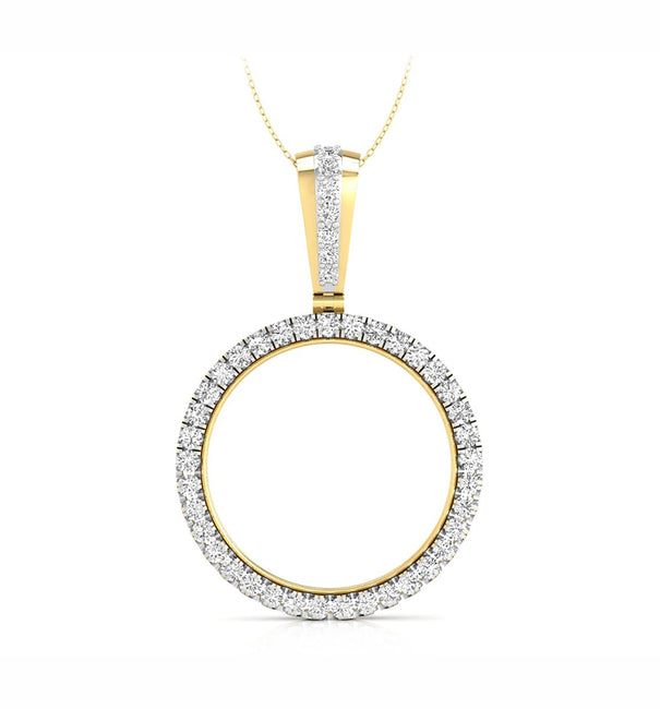 Men Or Women's Round Cut Moissanite Circle Coin Frame Pendant ( 1/2oz Troy Coin Holder) 2 1/2 TCW