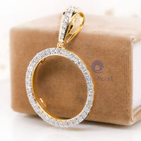 Men Or Women’s Round Cut Moissanite Circle Coin Frame Pendant