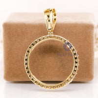 Men Or Women’s Round Cut Moissanite Circle Coin Frame Pendant