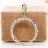 Men Or Women’s Round Cut Moissanite Circle Coin Frame Pendant