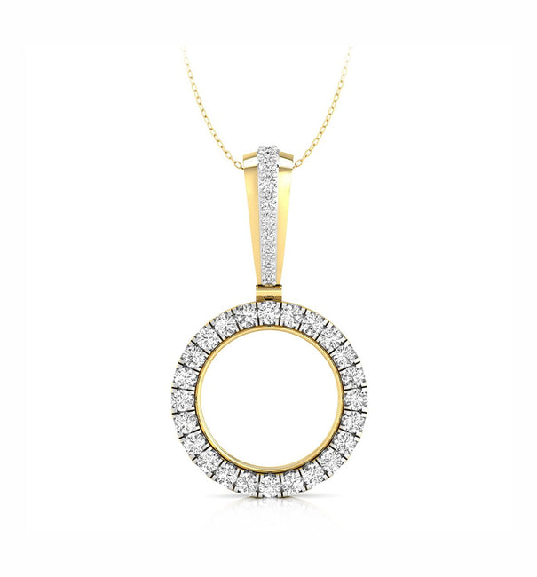 Coin Holder Round Cut Moissanite Circle Pendant For Any Occasion 1 3/5 TCW