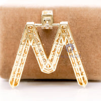 Men & Women’s Initial ‘M’ Letter Alphabet Pendant In Baguette Or Round Cut CZ Stone