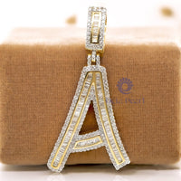 Round Or Baguette Cut CZ Stone Initial 'A' Letter Handmade Pendant For Men & Women