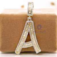 Round Or Baguette Cut CZ Stone Initial ‘A’ Letter Handmade Pendant For Men & Women