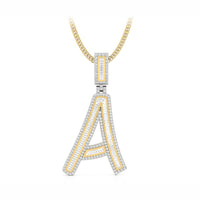 Round Or Baguette Cut CZ Stone Initial 'A' Letter Handmade Pendant For Men & Women