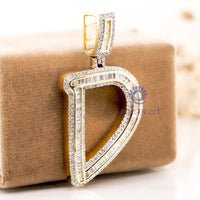 Men & Women’s Round Or Baguette Cut CZ Stone Capital Initial ‘D’ Letter Charm Pendant For Birthday Gift