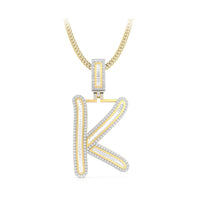 Men & Women's Baguette Or Round Cut CZ Stone Alphabet Initial 'K' Letter Charm Pendant For Wedding Gift