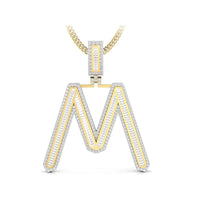 Men & Women's Initial 'M' Letter Alphabet Pendant In Baguette Or Round Cut CZ Stone