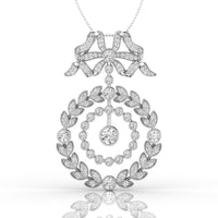 Round Moissanite Bow Motif Art Nouveau Pendant Necklace