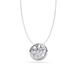 Diamond necklace on a white background,Round Moissanite Bezel Set Solitaire Necklace