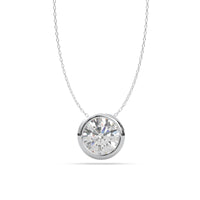 Round Moissanite Bezel Set Solitaire Necklace
