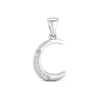 Silver moon-shaped pendant silver initial pendant