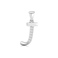 Silver letter 'J' pendant with clear stones, minimalist charm jewelry