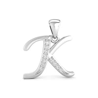 Silver pendant shaped like the letter 'K' with embedded stones, custom letter pendant