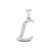 Silver pendant shaped like the letter 'C' with embedded stones, minimalist initial necklace, customizable charm pendant