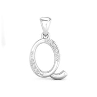 Silver pendant shaped like the letter 'Q' with small stone,  modern monogram necklace, gift for her jewelry, lightweight charm necklace