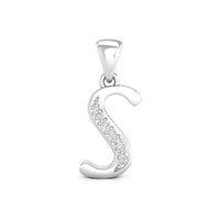 Silver letter 'S' pendant with small stones, letter jewelry for girls, elegant initial pendant, custom alphabet charm