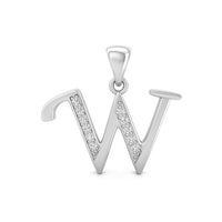 Silver letter 'W' pendant with clear stones, personal charm necklace, monogram gift jewelry