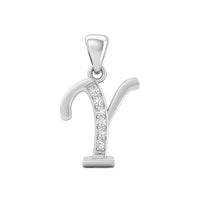 Silver pendant with letter 'Y', initial drop necklace, stylish letter pendant