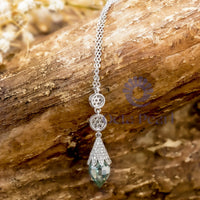 Moissanite Cluster Teardrop Necklace