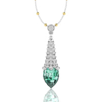 Pineapple Cut & Round Cut Moissanite Bezel Set Teardrop Style Pendant