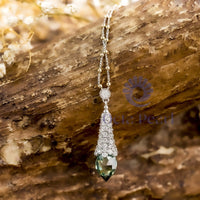 Pineapple Cut & Round Cut Moissanite Bezel Set Teardrop Style Pendant