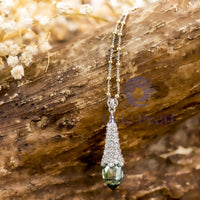 Pineapple Cut & Round Cut Moissanite Bezel Set Teardrop Style Pendant