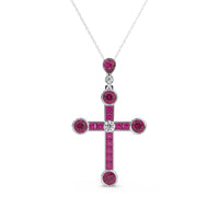 Vintage Inspire Circa 1905 Belle Epoque Ruby Cross Pendant
