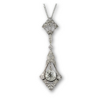 Round Cut Moissanite Antique Art Deco Wedding Necklace