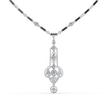 Diamond pendant necklace on a white background, Round Moissanite Diamond Openwork Art Deco Vintage Style Necklace