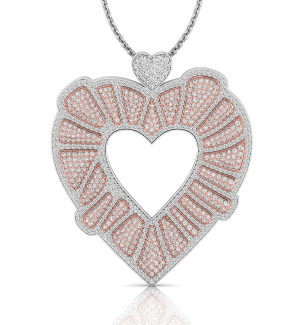 Elegant Pink CZ Stone Heart-Shaped Pendant - Perfect Valentine's Day Gift