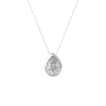 Teardrop-shaped diamond pendant on a white background, Pear Cut Moissanite Bezel Set Solitaire Teardrop Pendant Necklace for Women