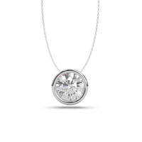 Minimalist Bezel Set Pendant Necklace With Round Brilliant Moissanite