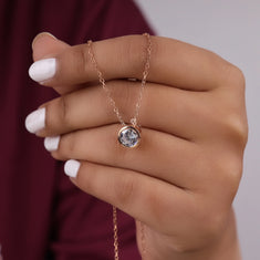 Minimalist Bezel Set Pendant Necklace With Round Brilliant Moissanite - alternate view