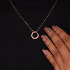 Round Moissanite 14K Rose Gold Triple Circle Necklace For Women