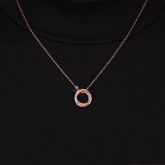 Round Moissanite 14K Rose Gold Triple Circle Necklace For Women - alternate view