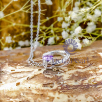 Purple And White Round CZ Stone Half Moon Style Dainty Pendant For Birthday Gift