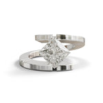 Bypass shank tension set princess cut Moissanite solitaire engagement ring with modern minimalist design