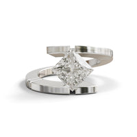 Bypass shank tension set princess cut Moissanite solitaire engagement ring with modern minimalist design