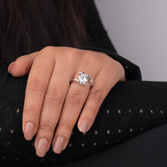 Bypass Shank Tension Set Princess Cut Moissanite Solitaire Engagement Ring - alternate view