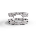 Double Wavy Pavé Moissanite Band Ring – Stacked Statement Silver